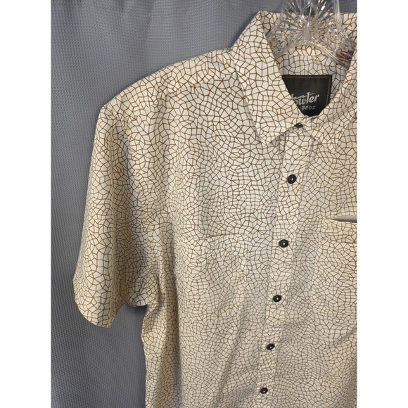 Howler Brothers Aransas Button Shirt Men Medium Beige Short Sleeve Geometric AOP - Picture 3 of 7